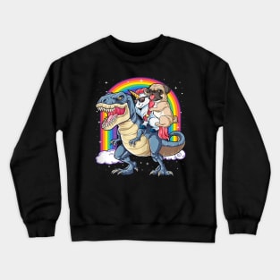 Pug Unicorn Dinosaur T Rex Kids Girls Women Rainbow Crewneck Sweatshirt